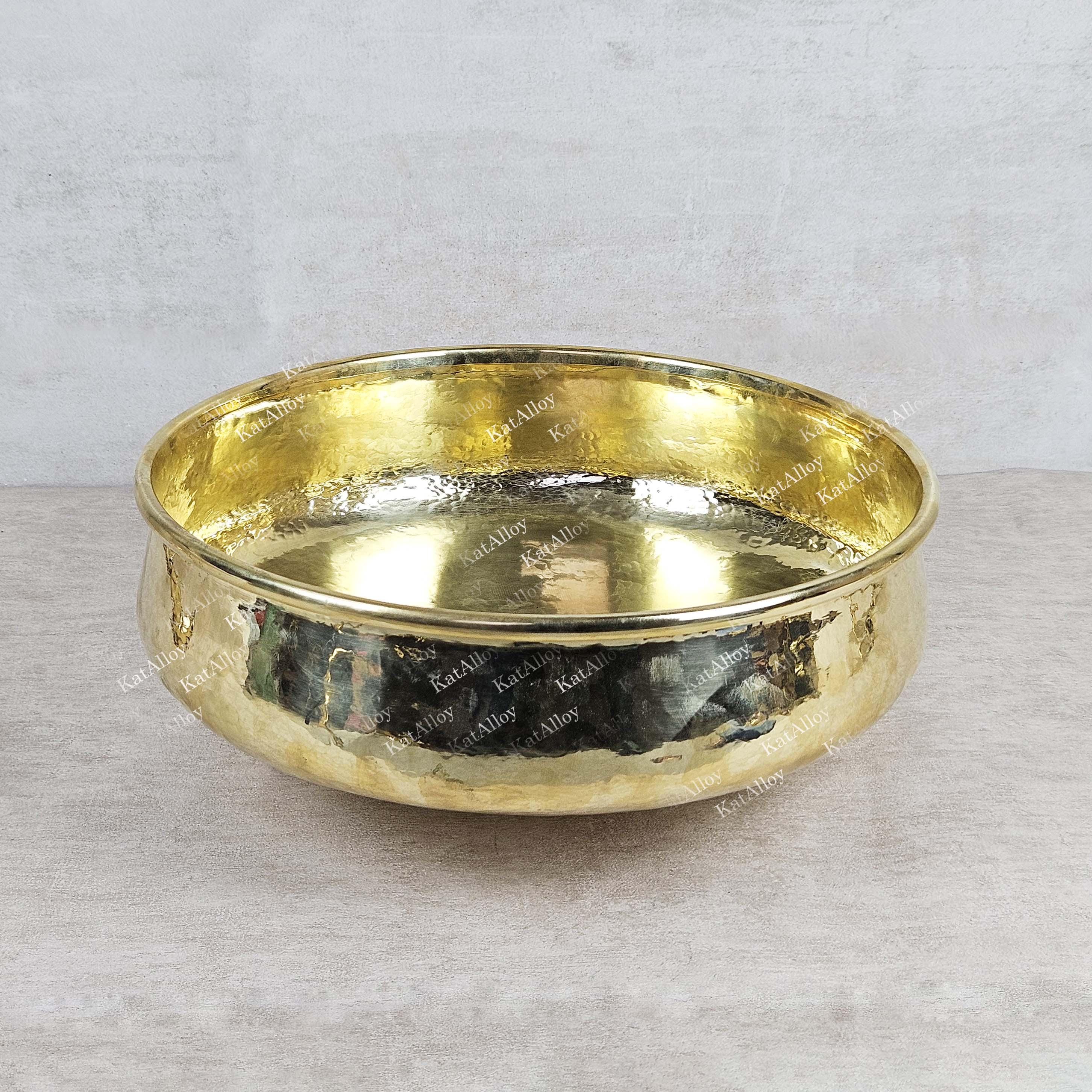 Handmade Hammered Brass Bathroom Vessel Sink, Unlacquered Round Brass Washbasin