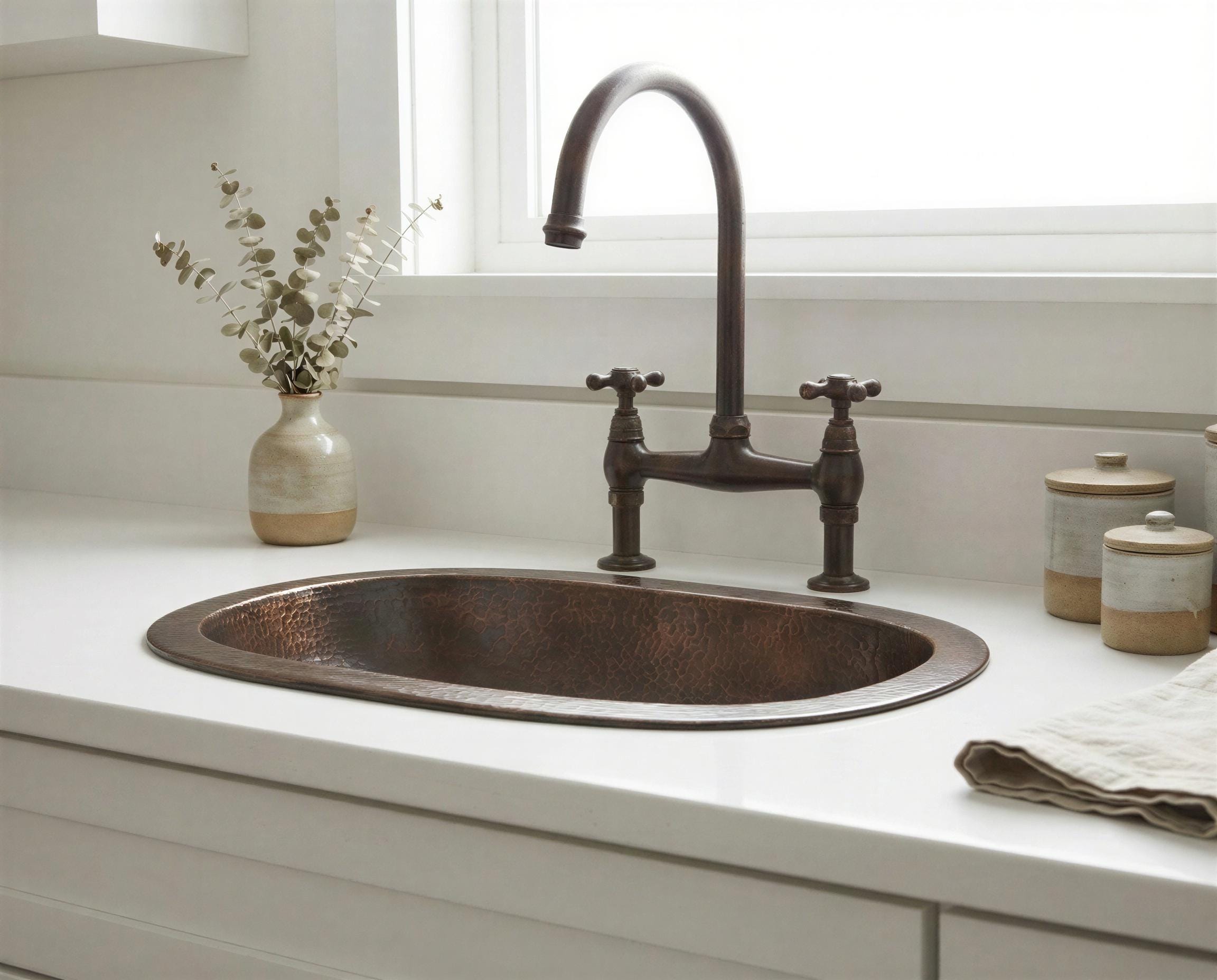 Handmade Brass Bathroom Sink: Oil Rubbed Bronze Patina Drop in Sink
