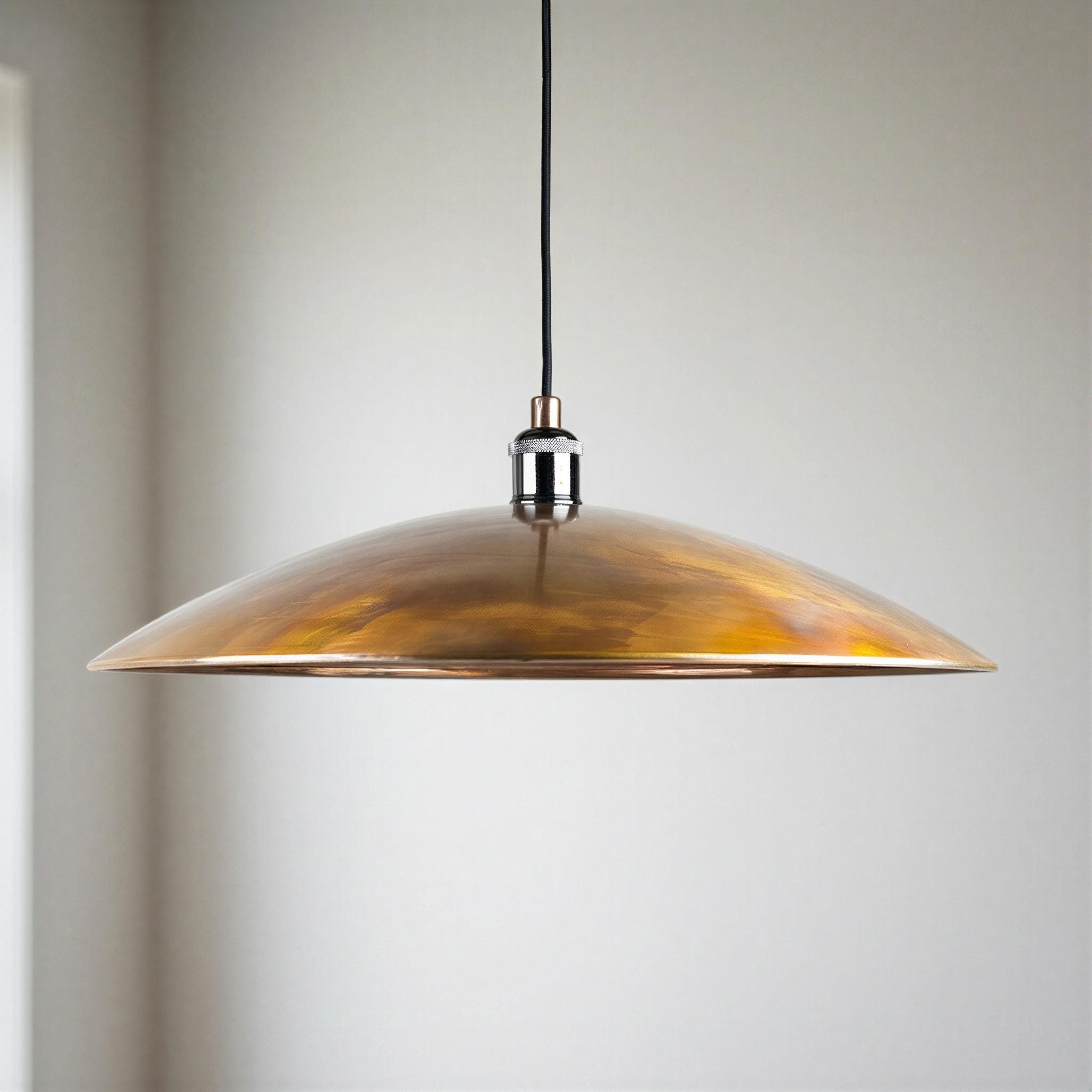 Aged Copper Pendant Light - Large Copper Island Lighting - Mid Century Modern Dome Hanging Lamp