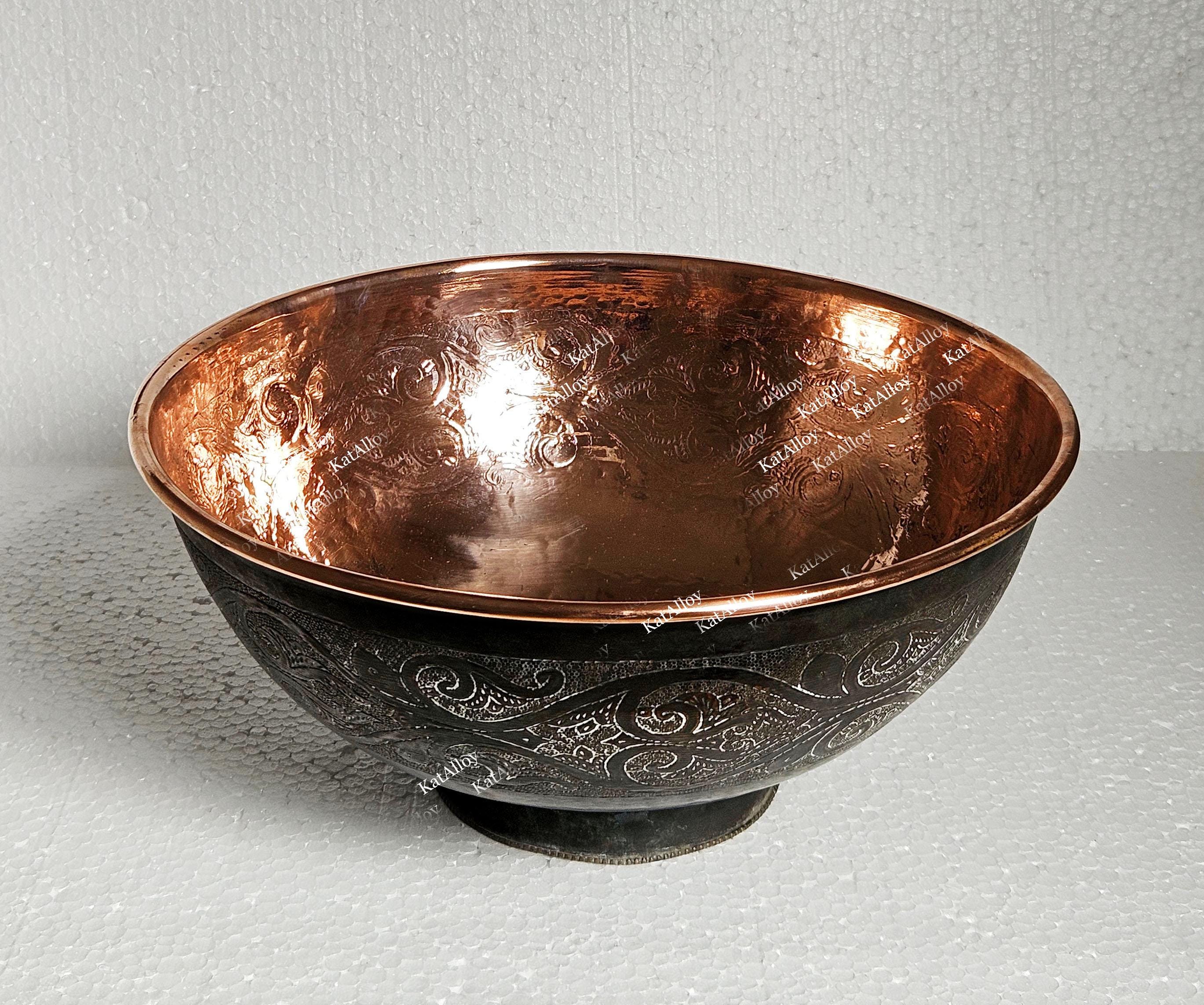 Hand Engraved Copper Vessel Sink, Handmade Bathroom Lavatory