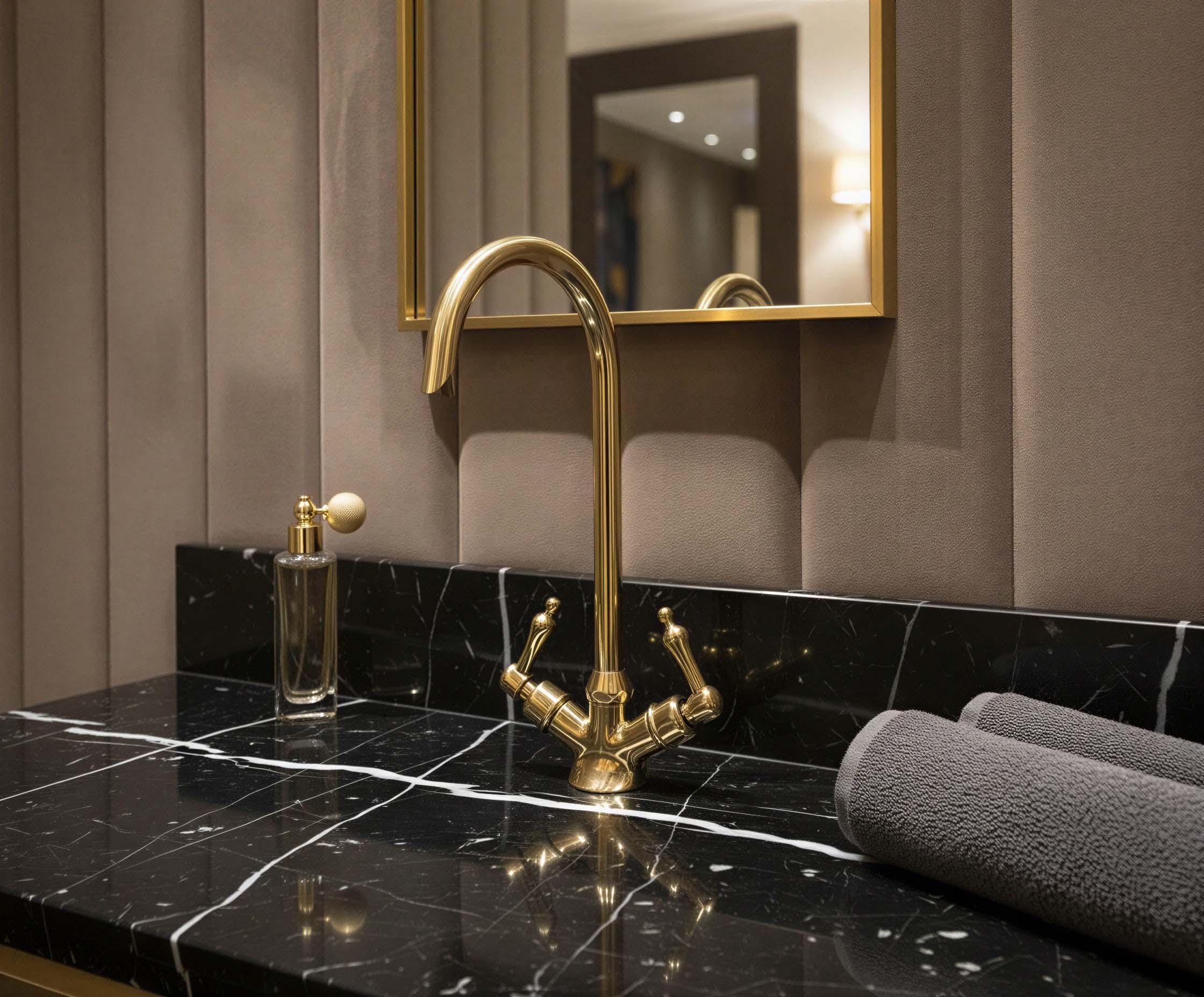 Polished Brass Vintage Bathroom Faucet, Handmade Gooseneck Sink Tap