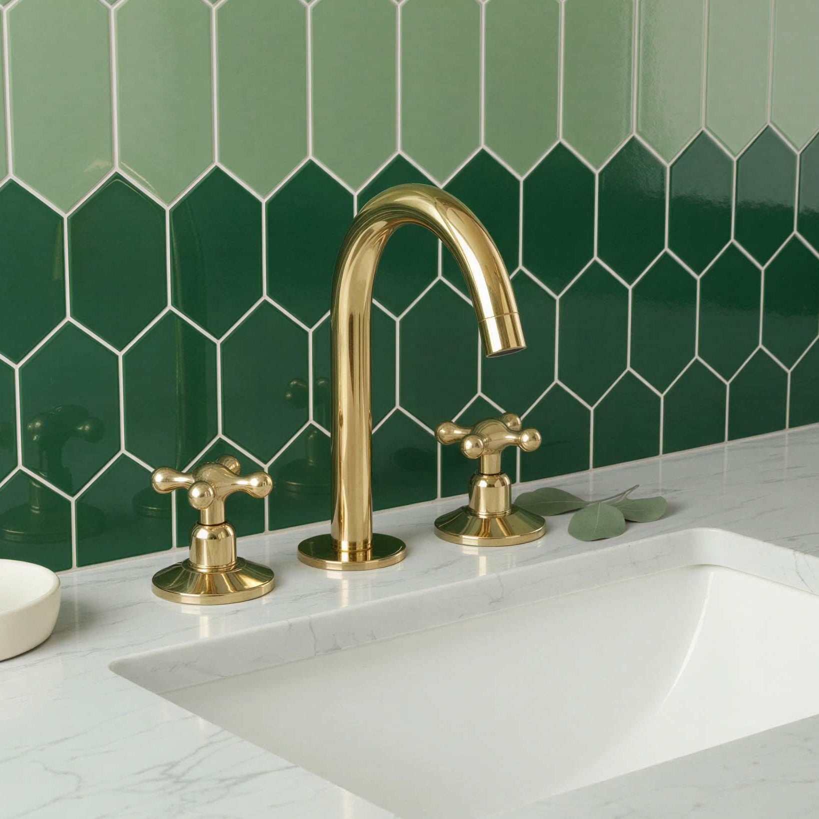 Unlacquered Solid Brass Bathroom Faucet: Handmade Widespread Sink Fixture