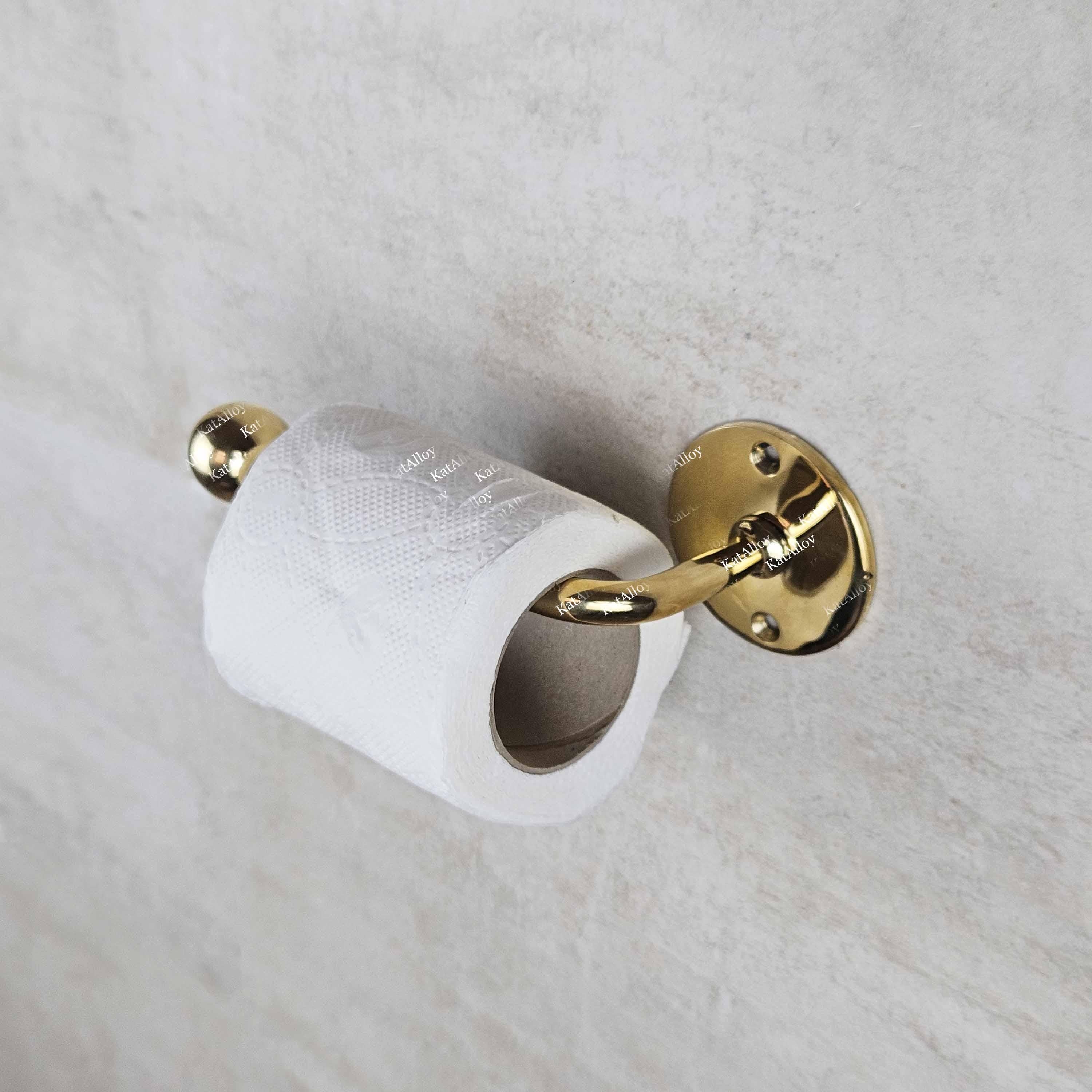 Solid Brass Toilet Paper Holder - Unlacquered Powder Room Tissue Holder