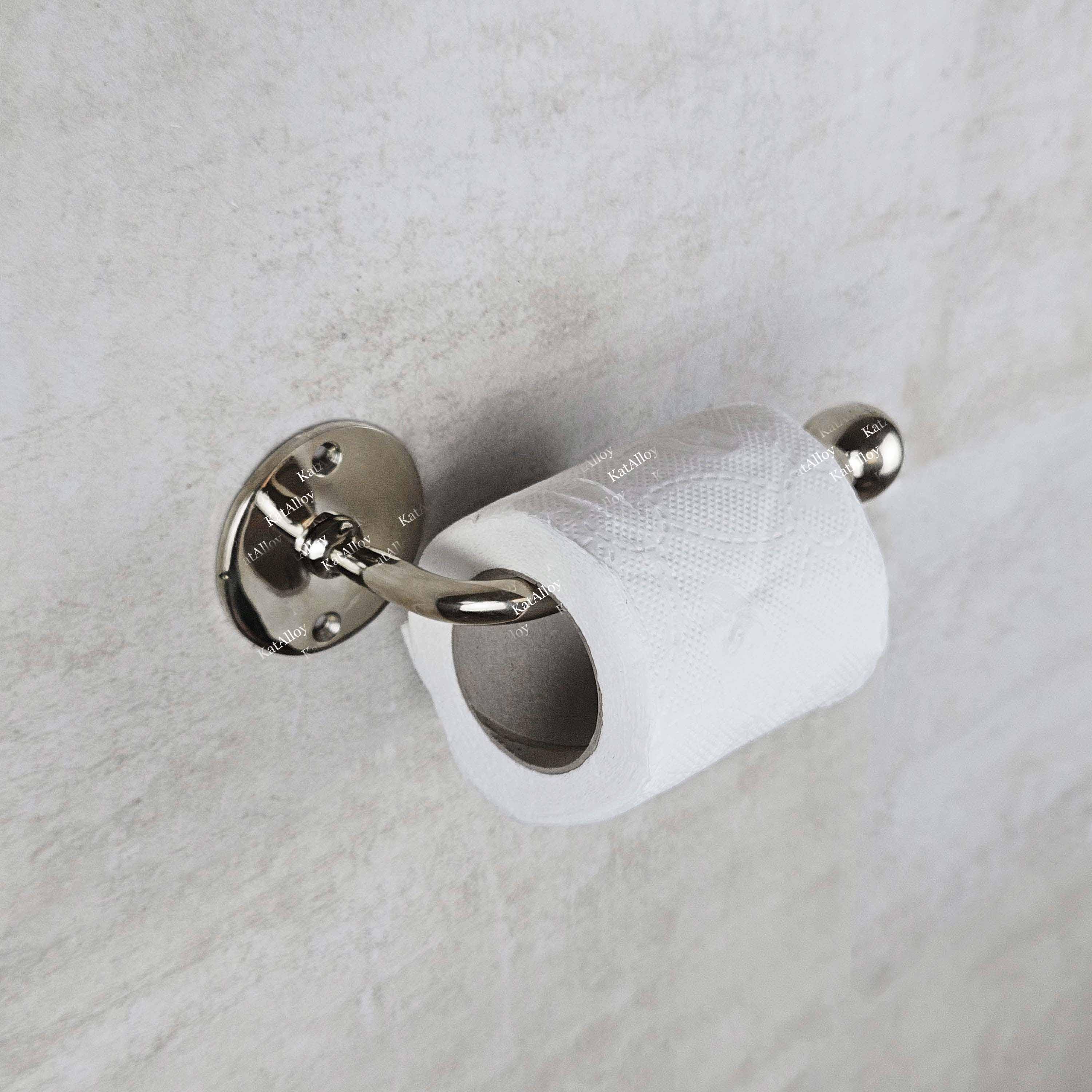 Solid Brass Polished Nickel Toilet Paper Holder | Handmade Tissue Holder for Bathroom