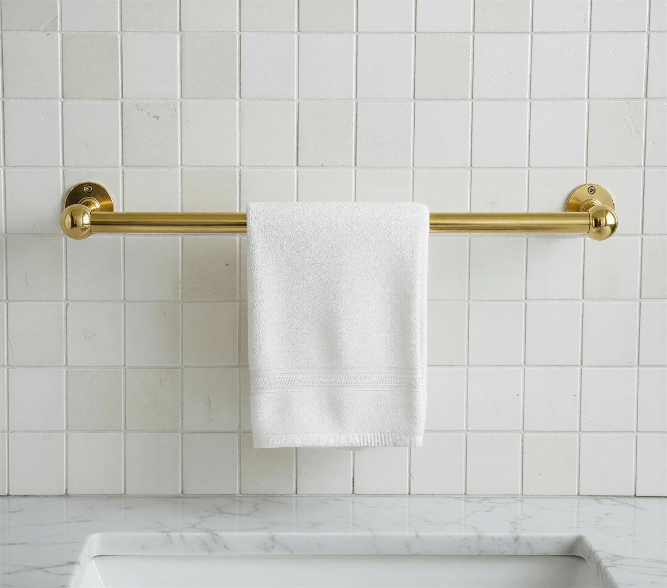 Unlacquered Brass Towel Bar, Wall Mounted Brass Towel Hanger