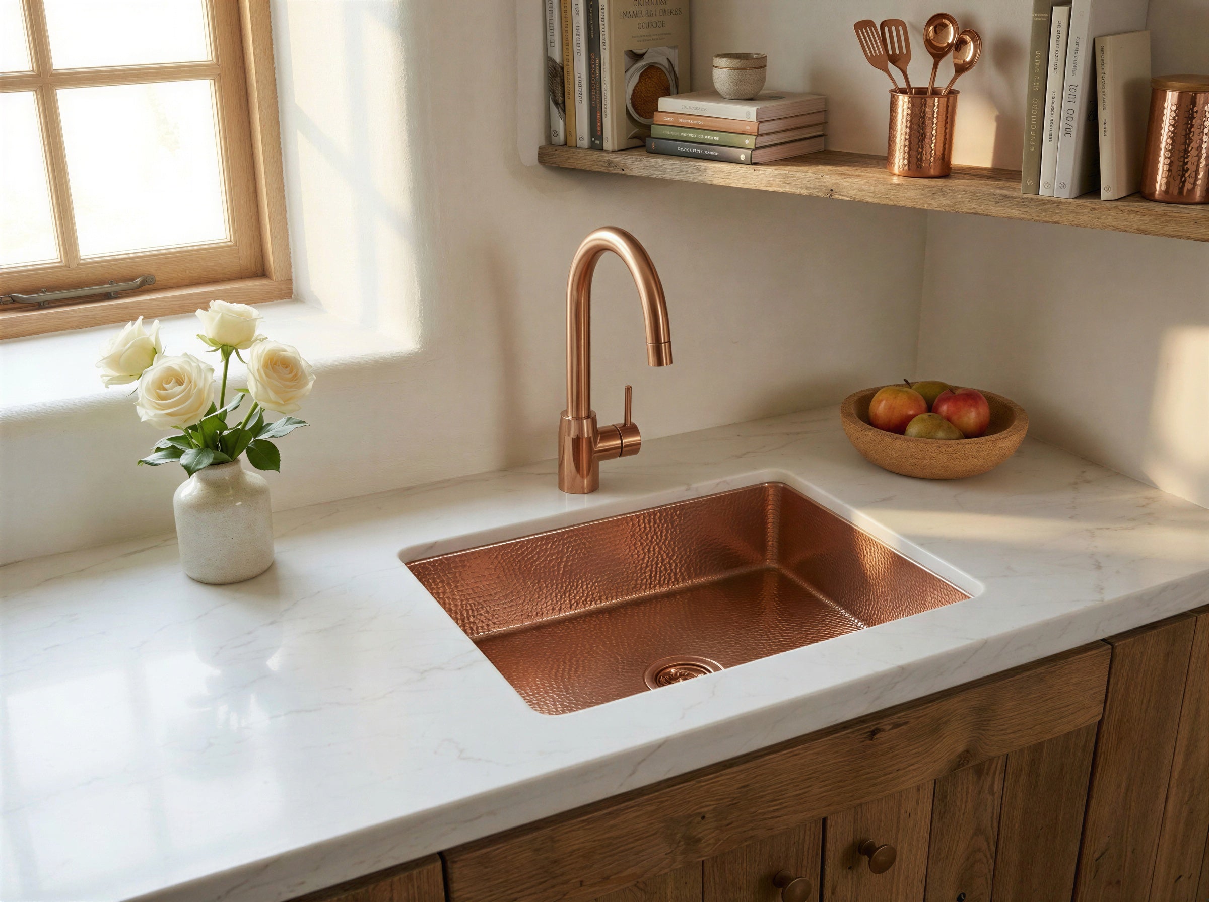 Hand Hammered Copper Drop in Sink | Undermount Bar Prep Basin | Rustic Metal Washbasin for Kitchen Island