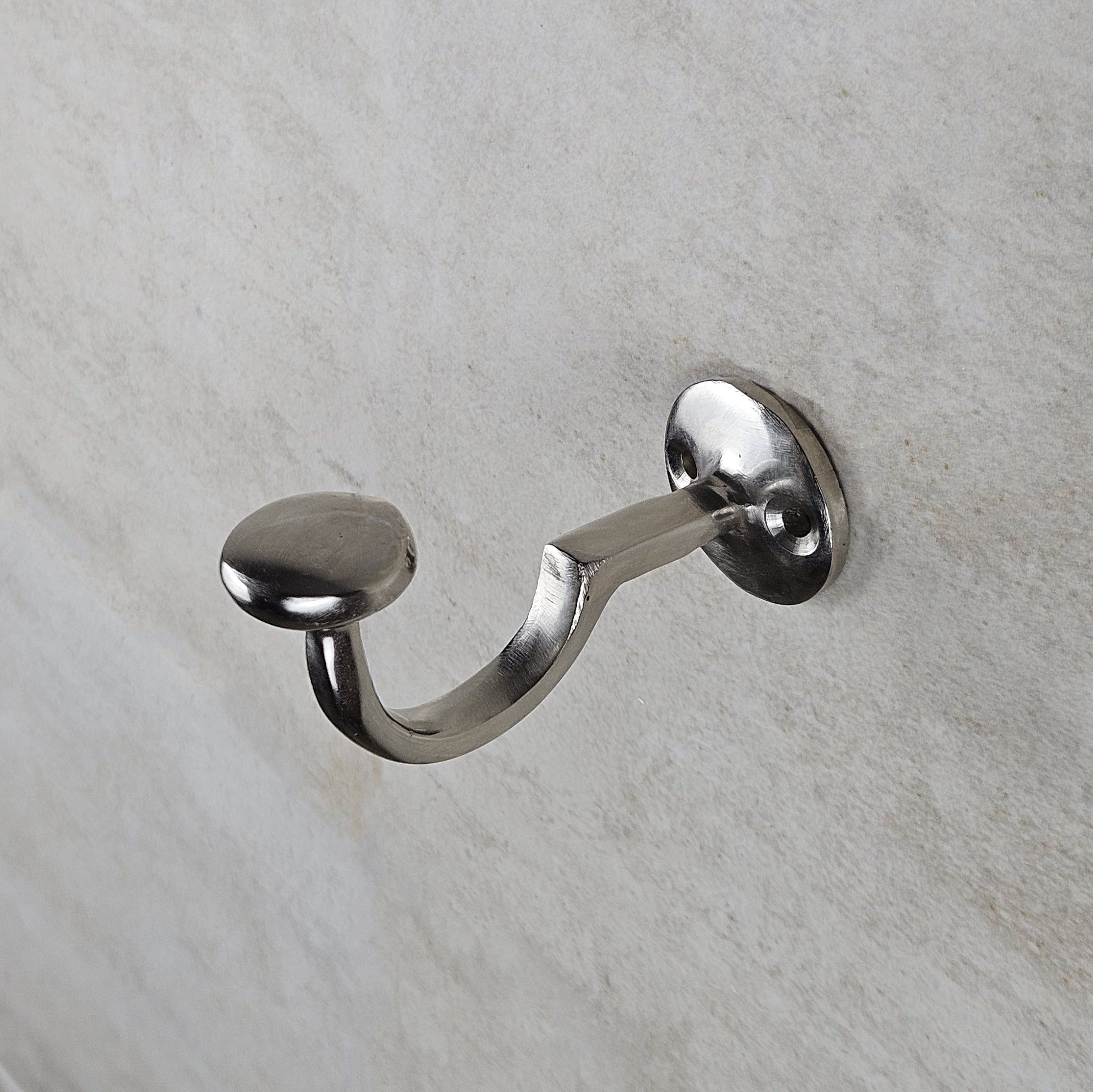 Polished Nickel Wall Hook - Handmade Solid Towel, Coat Hanger Hook
