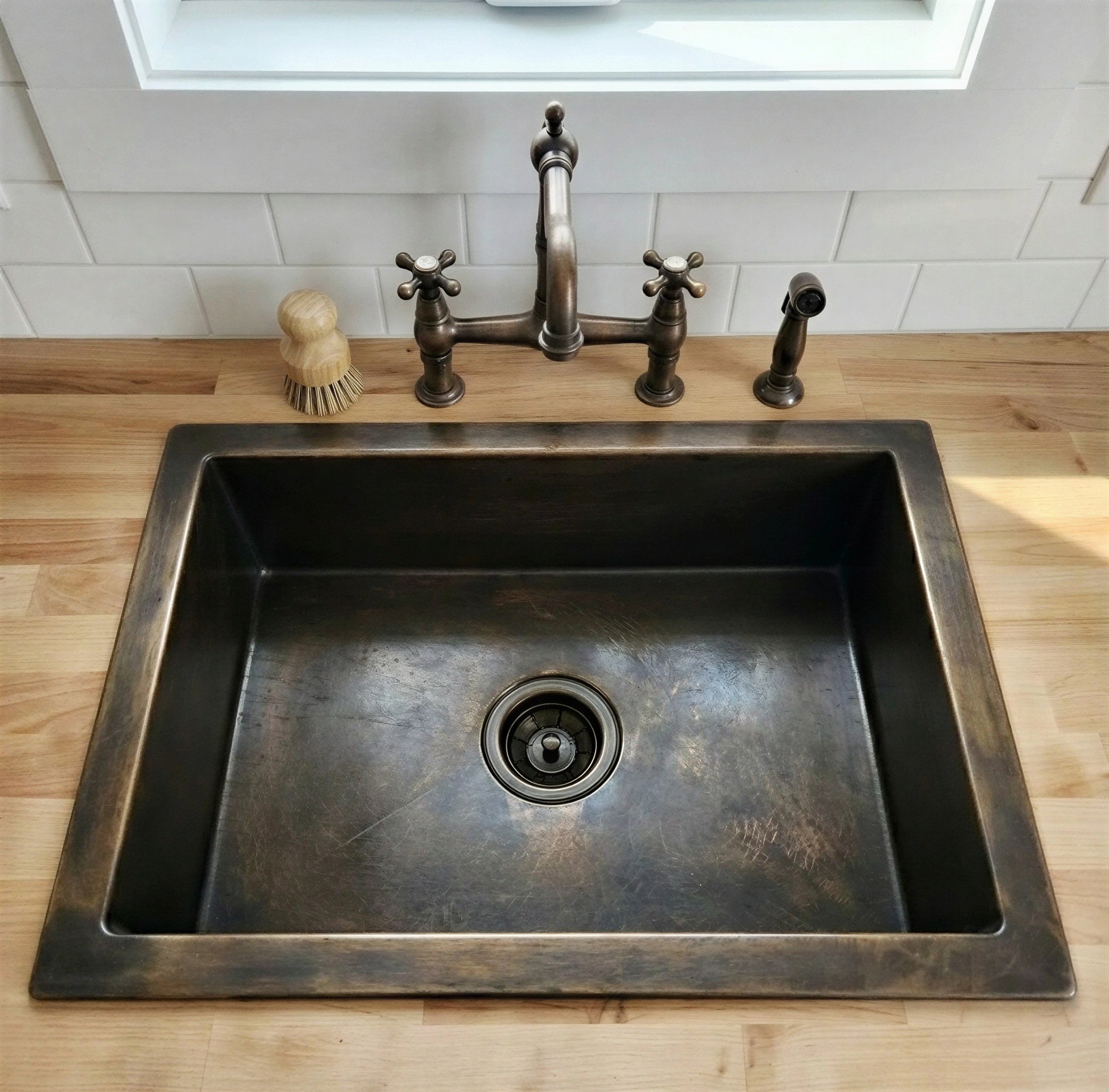 Handcrafted Smooth Brass Sink, Antique Bronze Drop In Sink, Vintage Style Basin, Handmade Aged Brass Farmhouse Sink