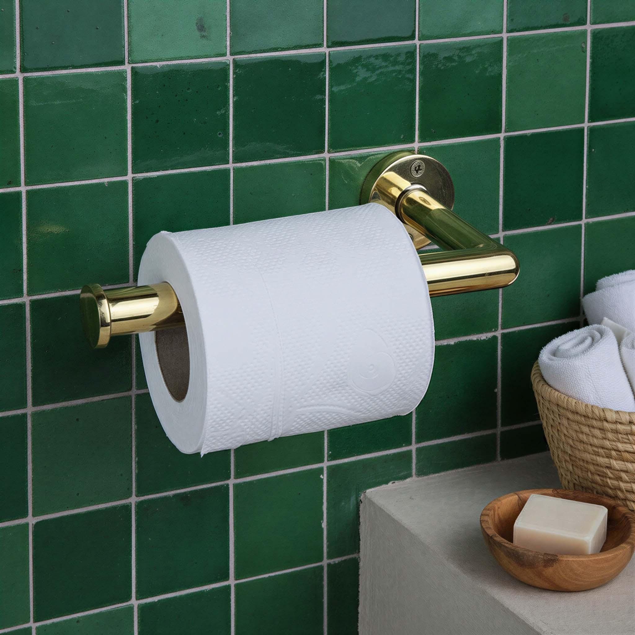 Unlacquered Brass Toilet Paper Holder: Wall Mounted Bathroom Tissue Holder
