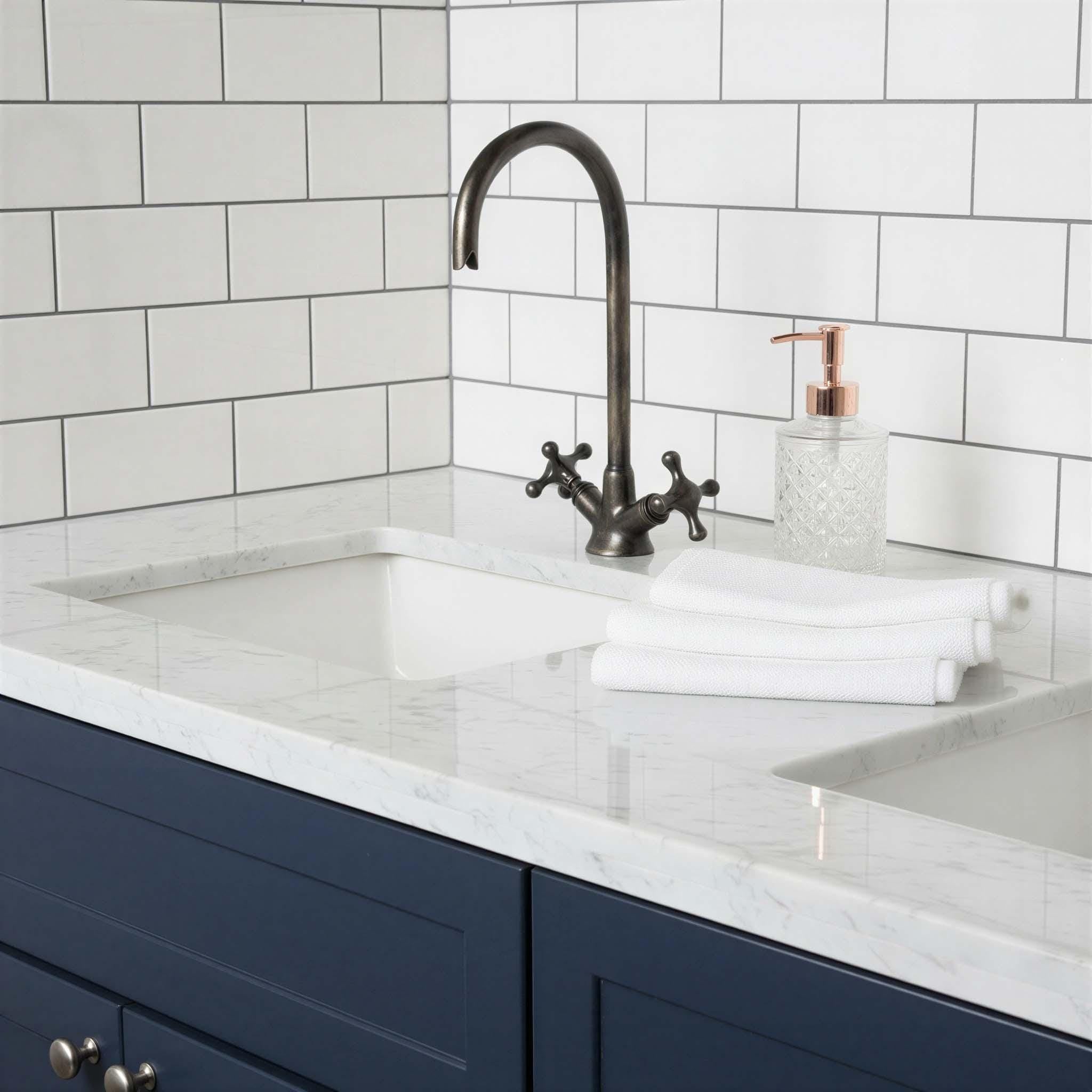 Oil Rubbed Bathroom Faucet: Gooseneck Sink Mixer with Cross Handles