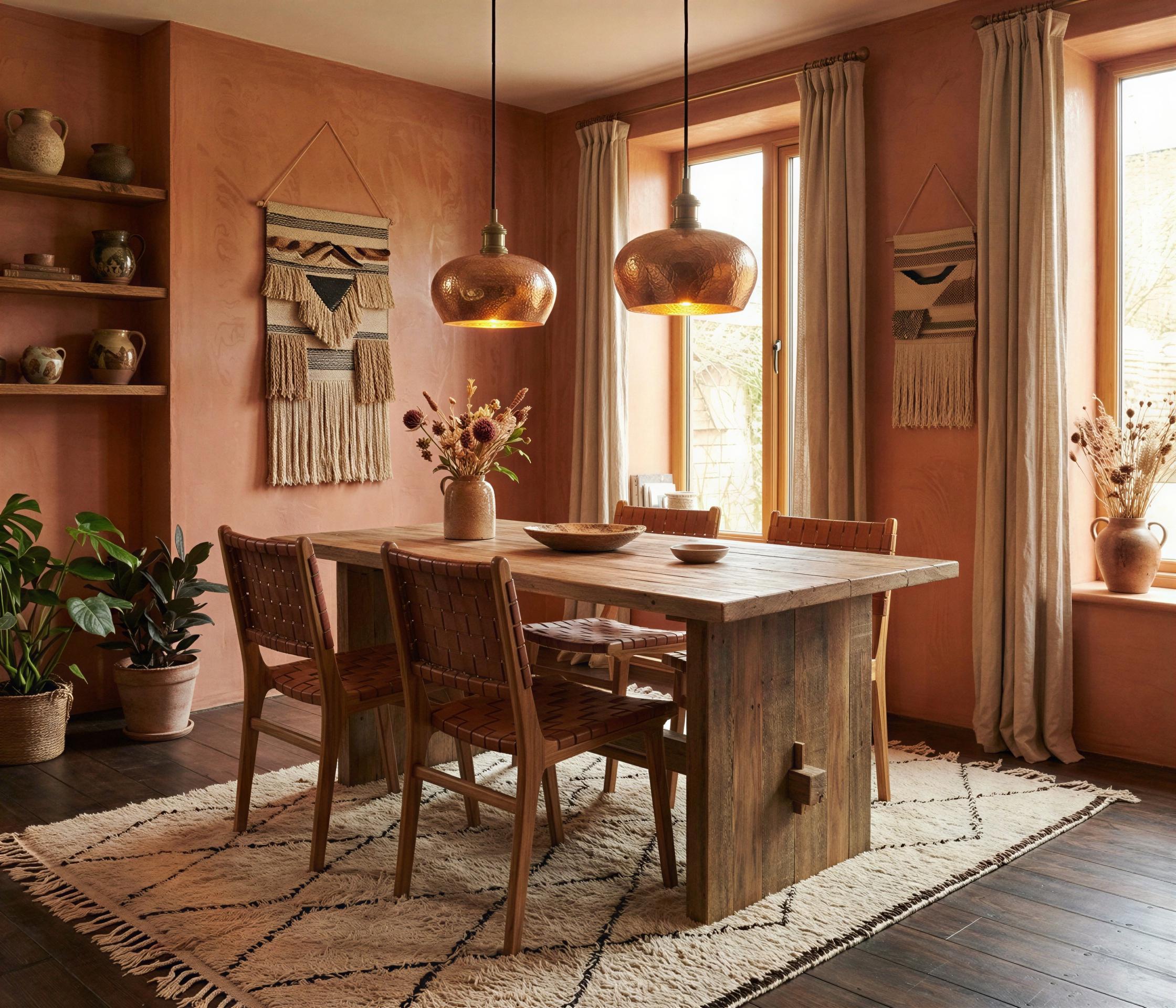 Set of 2 Hammered Copper Dome Pendant Lights, Rustic Industrial Lighting