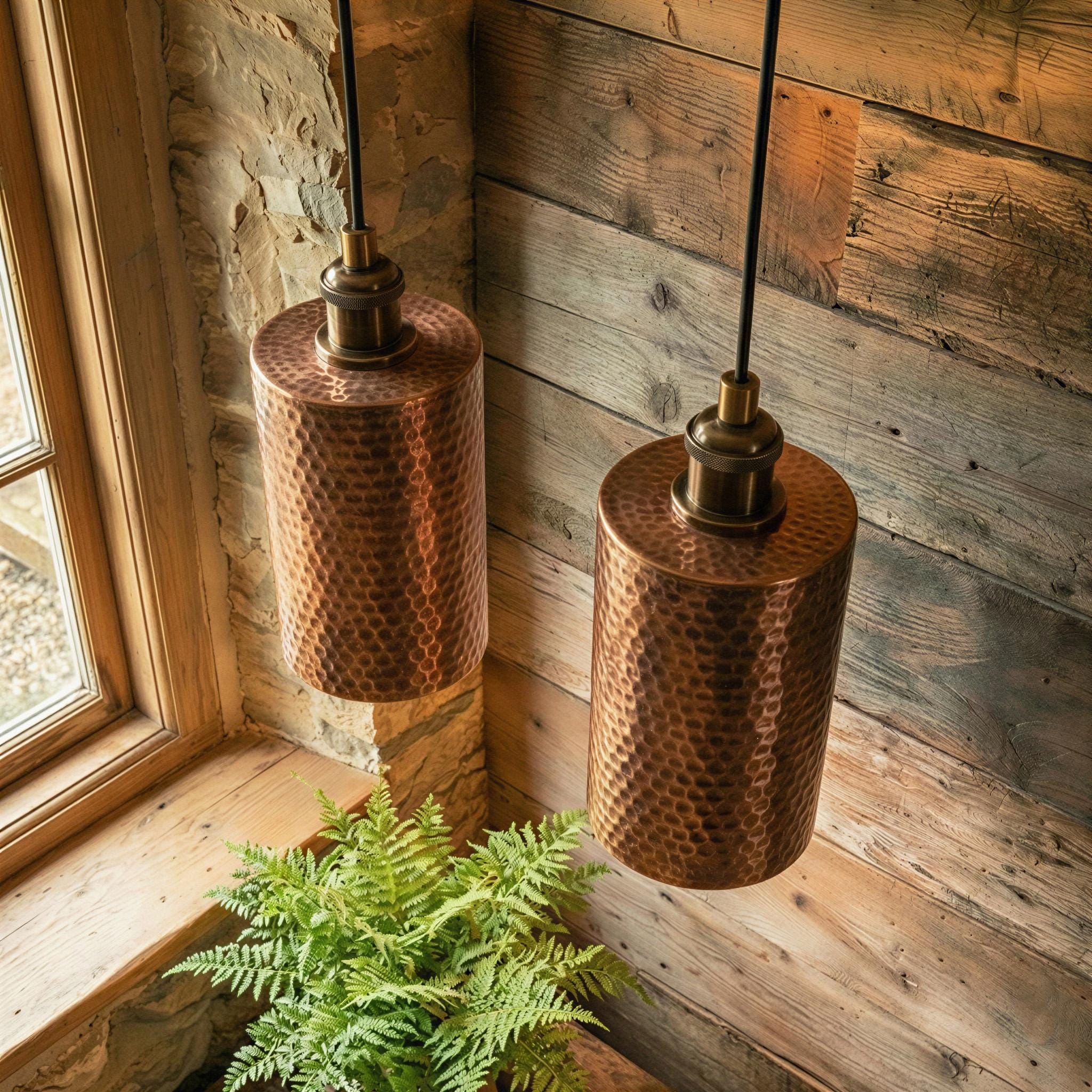 Hammered Copper Pendant Light | Rustic Farmhouse Kitchen Island Lighting