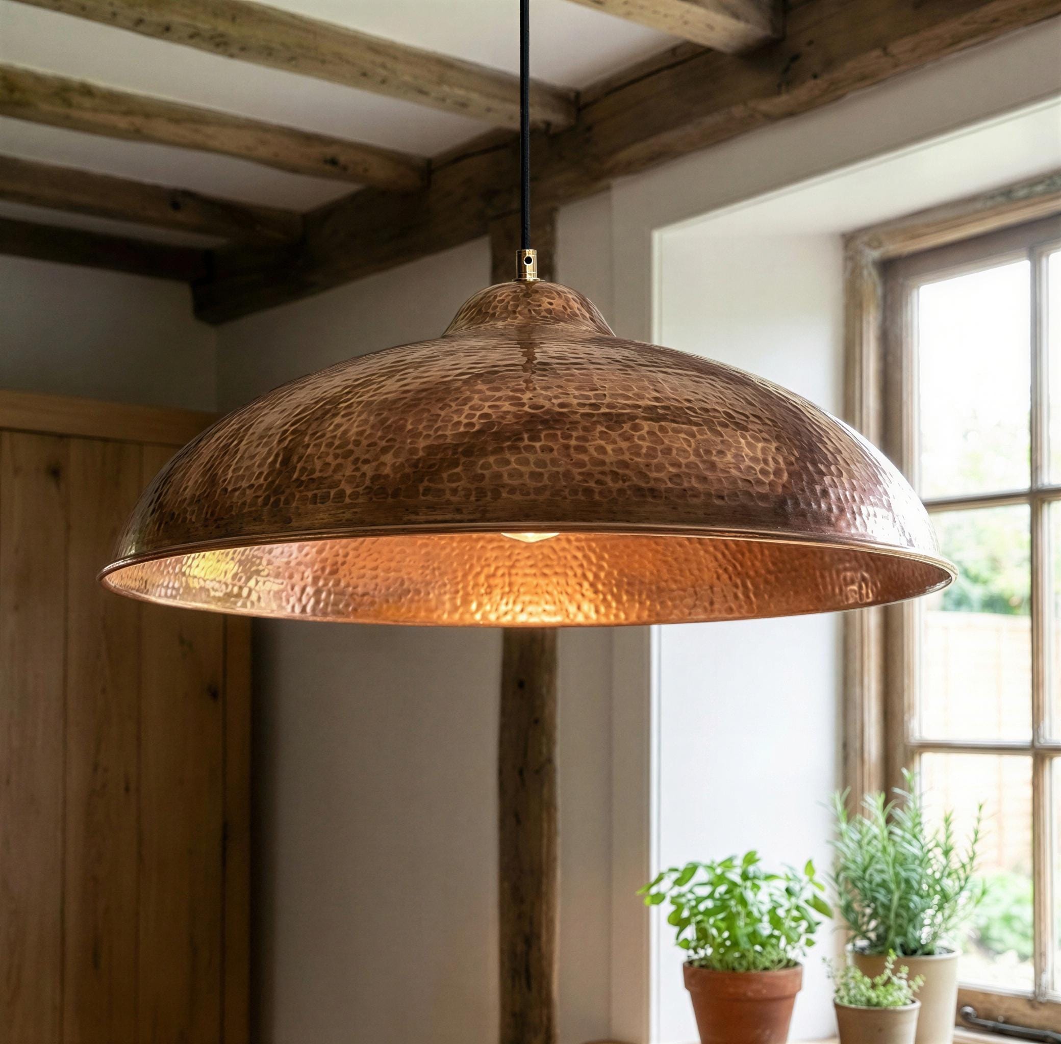 Handcrafted Copper Dome Light, Rustic Copper Island Kitchen Hanging Lamp