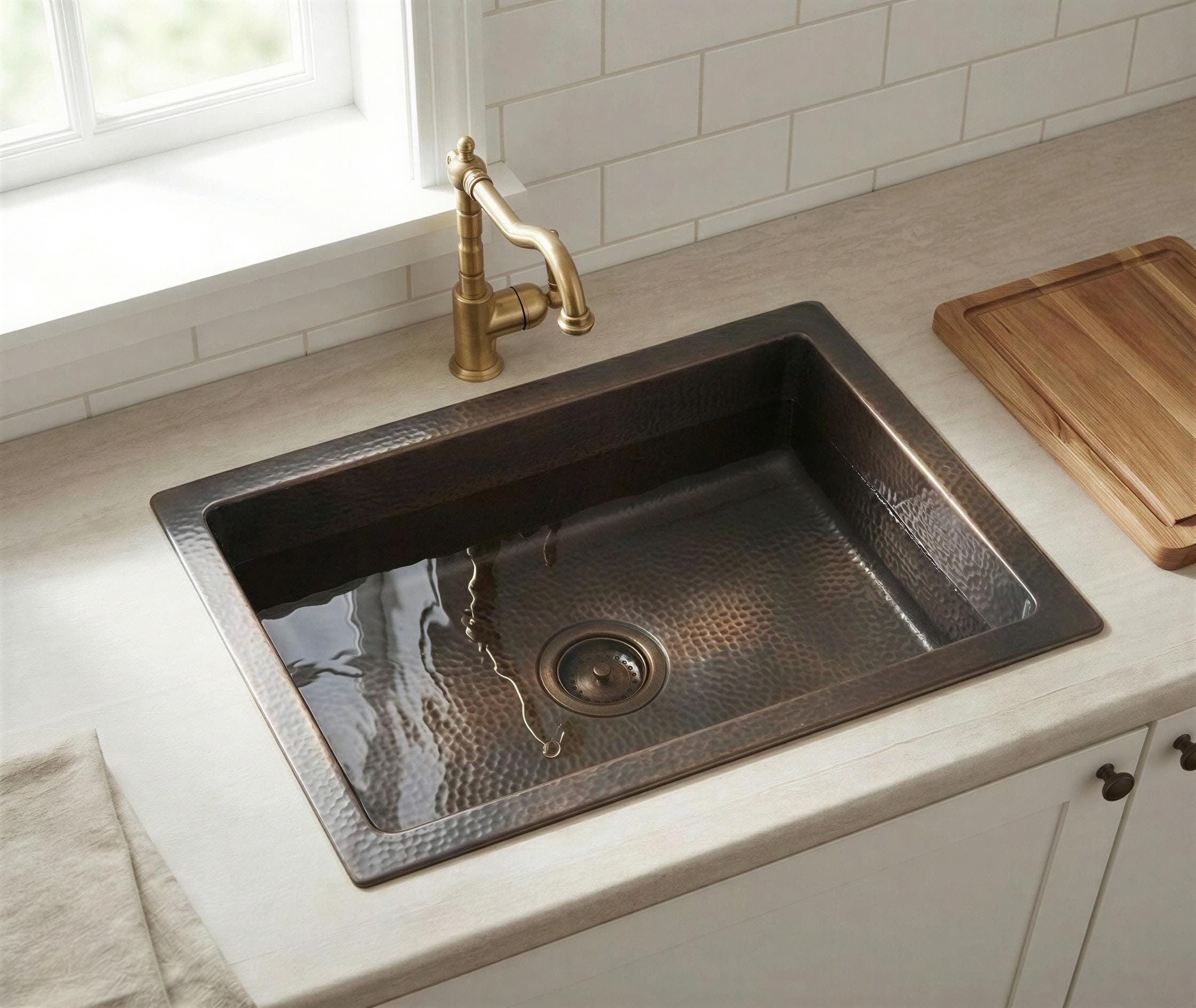 Handmade Bronze Brass Undermount Sink, Rectangular Dark Bronze Basin, Drop In Farmhouse Sink, Handcrafted Oil Rubbed Bronze Sink