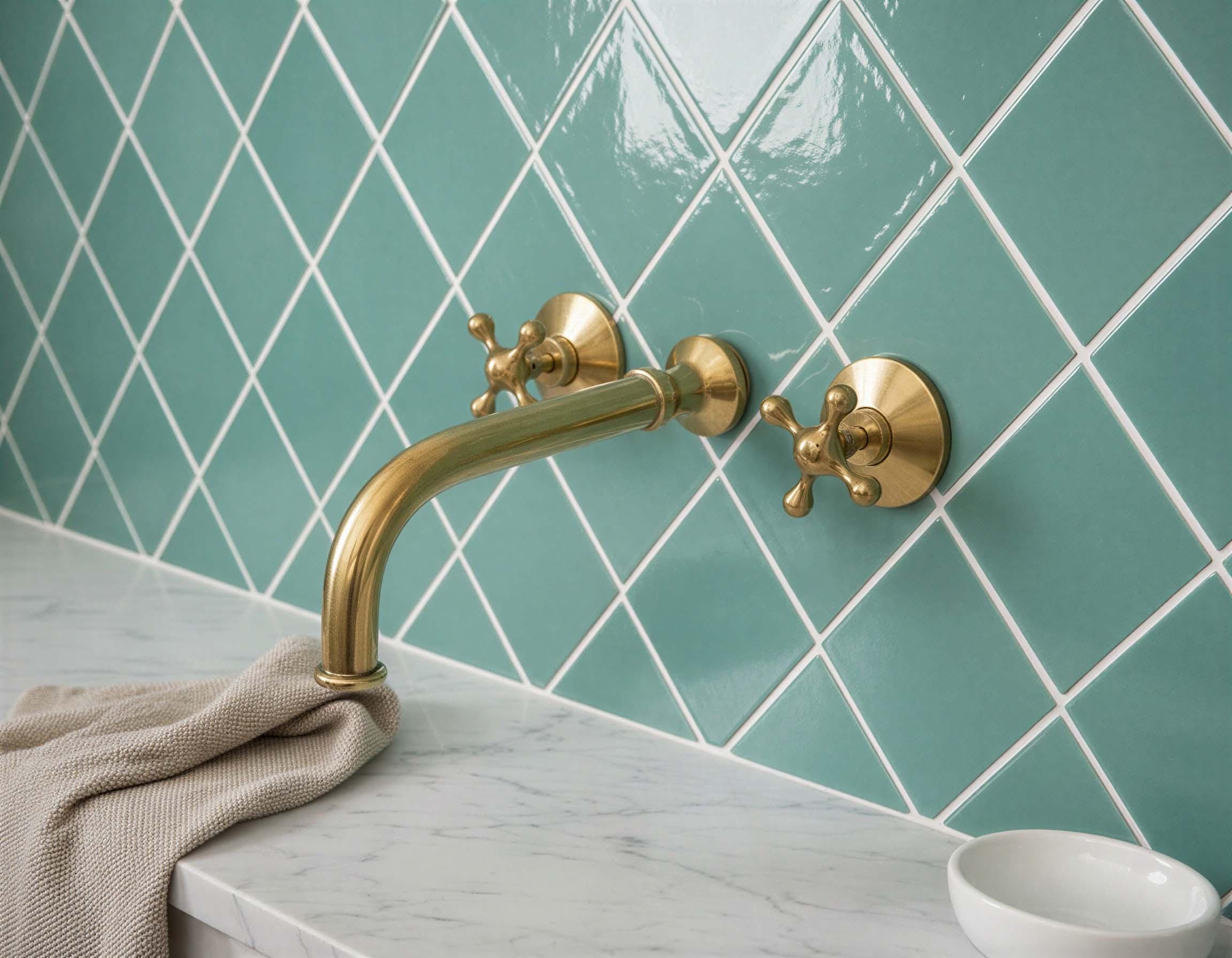 Unlacquered Brass Wall Mount Faucet, Vintage Ball Handles