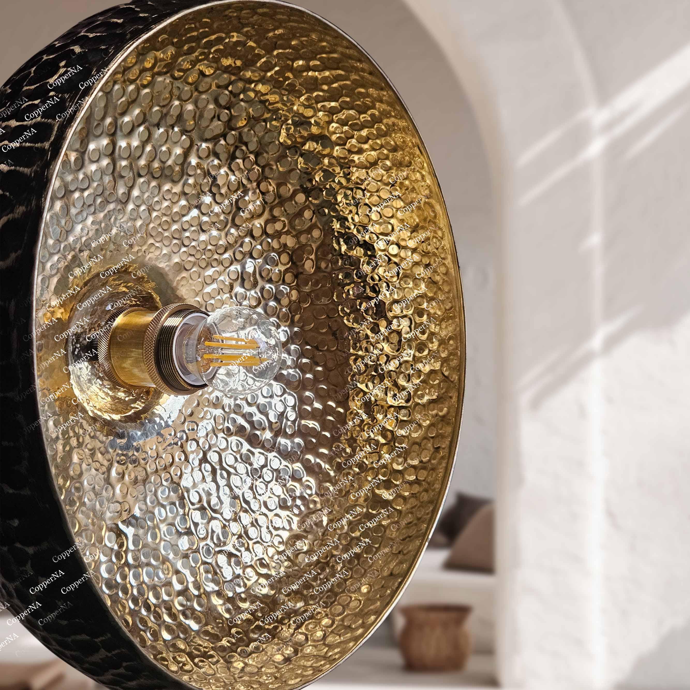 Handmade Brass Pendant Light – Hammered Dome Farmhouse Ceiling Fixture