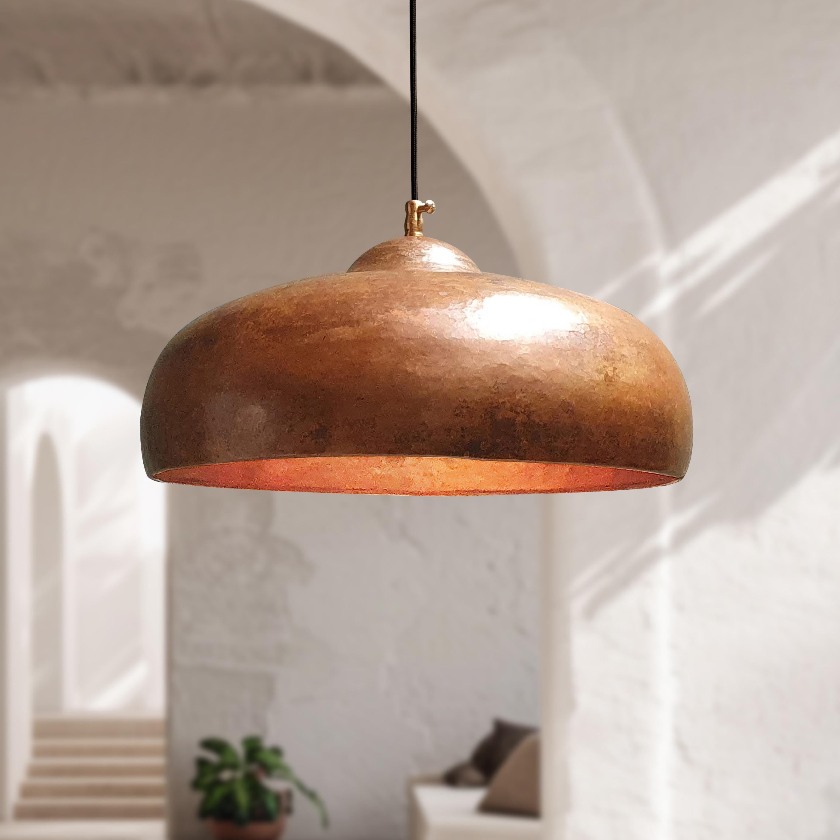 3 Copper Pendant Lights – Rustic Farmhouse Kitchen Island Fixtures